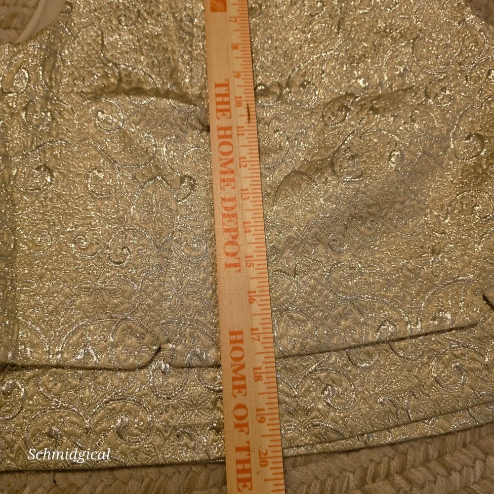 Tory Burch Gold Metallic Jacquard Sleeveless Tiered Top Size 4 Damask Shimmer